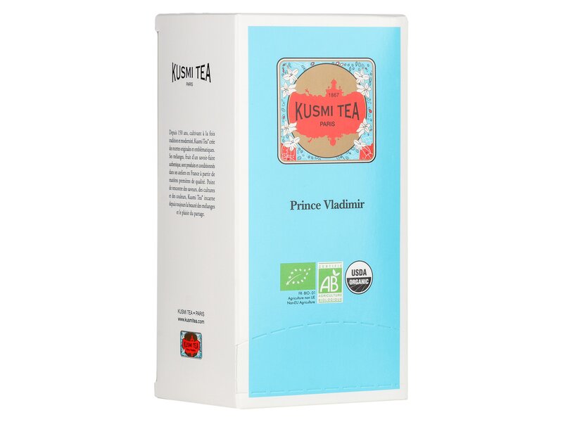 Kusmi Prince Vladimir citrusokkal, vaníliával és fűszerekkel ízesített bio fekete tea 25 filter 50g