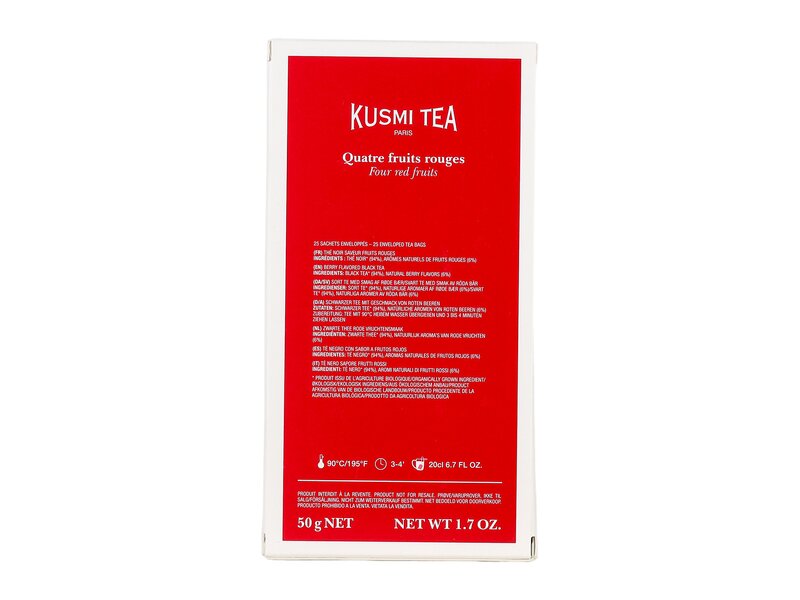 Kusmi Organic Four Red Fruits - Cardboard box of 25 tea bags 50g