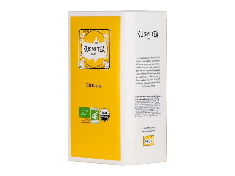Kusmi BB Detox Grapefruittal ízesített bio zöld-, mate- és herbál tea keverék 25 filter 50g