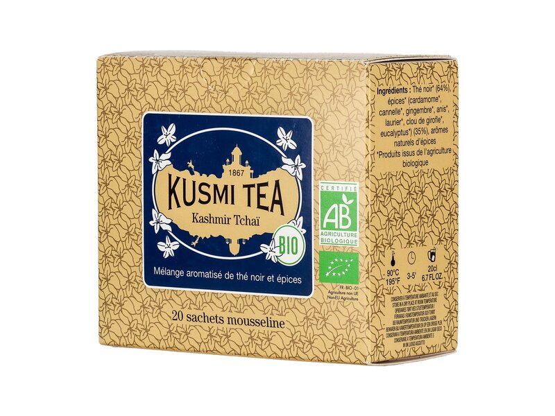 Kusmi Organic Kashmir Tchai - Box of 20 muslin tea bags 40g