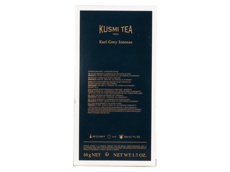 Kusmi Earl Grey Intense citromhéjjal és bergamottal ízesített fekete tea 25 filter 50g