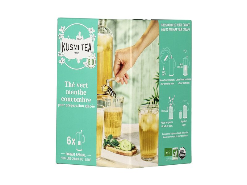 Kusmi Uborka-menta ízesítésű bio zöld tea 6 filter 48g