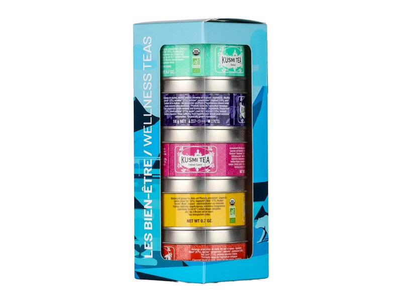 Kusmi Organic Wellness Teas - Assortment 5 metal tin - 98g