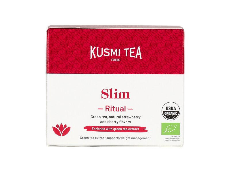 Kusmi Slim Ritual cseresznyével és eperrel ízesített bio zöld tea mateval 18 filter 36g