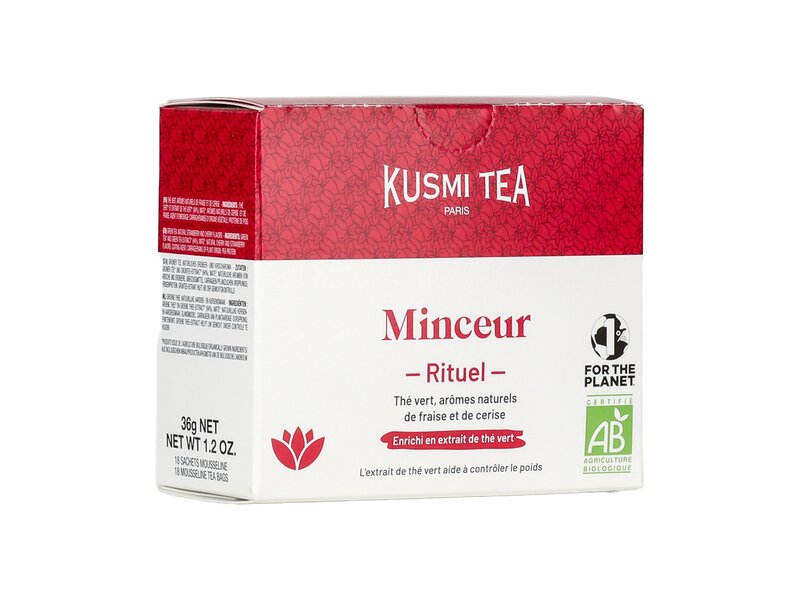 Kusmi Slim Ritual cseresznyével és eperrel ízesített bio zöld tea mateval 18 filter 36g