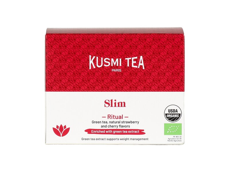 Kusmi Slim Ritual cseresznyével és eperrel ízesített szálas bio zöld tea mateval 100g