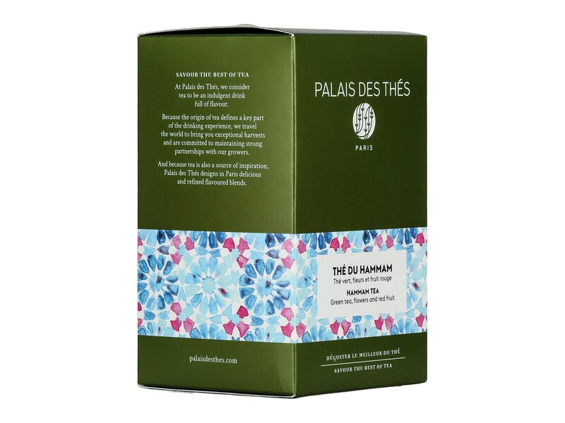 Palais des Thés Hammam Tea Gyümölcsökkel és virágokkal ízesített zöld tea 20 filter 40g