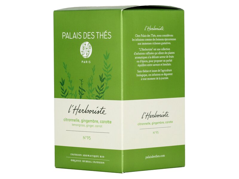 Palais des Thés Bio L'Herboriste No95 (citromfű-gyömbér-sárgarépa) teakeverék 20 filter 40g
