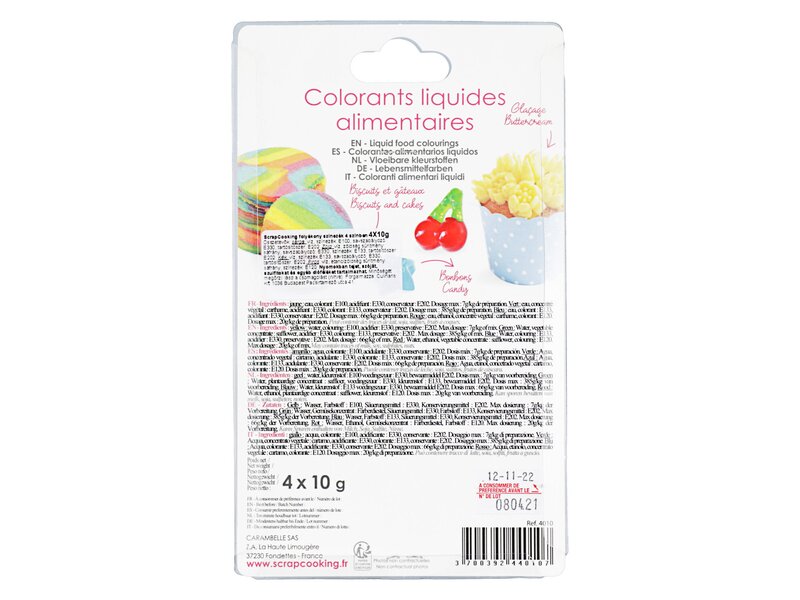 Scrap C. 4 Colorants liquides alimentaires 4x10g