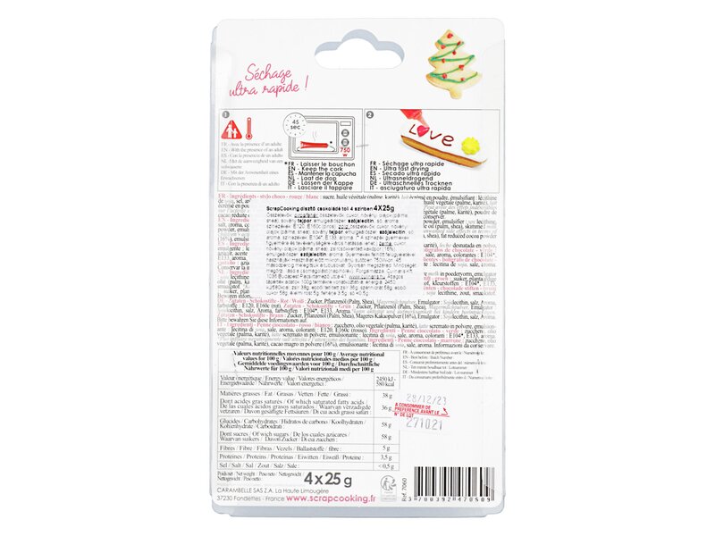 Scrap C. 4 choco pens red/white/green/chocolate 4x25g