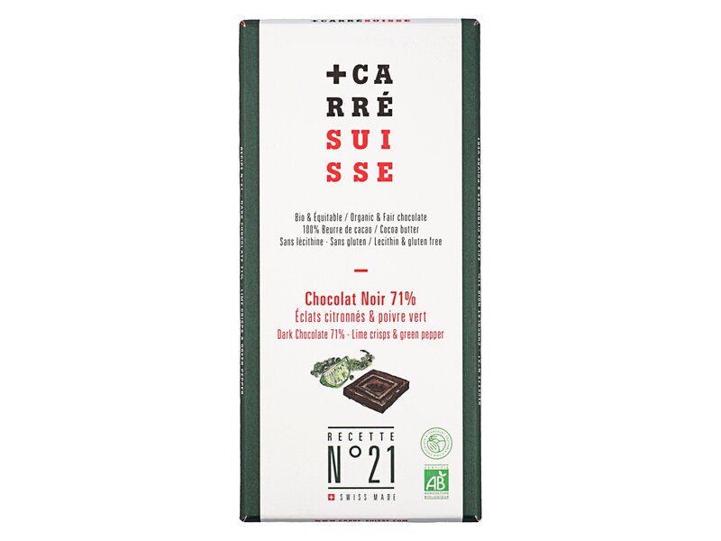 Carré Suisse Noir Lime Crisps & Green Pepper BIO No21 100g