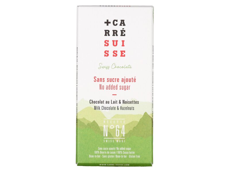 Carré Suisse Chocolat Lait éclats de noisettes No added sugar No64 90g