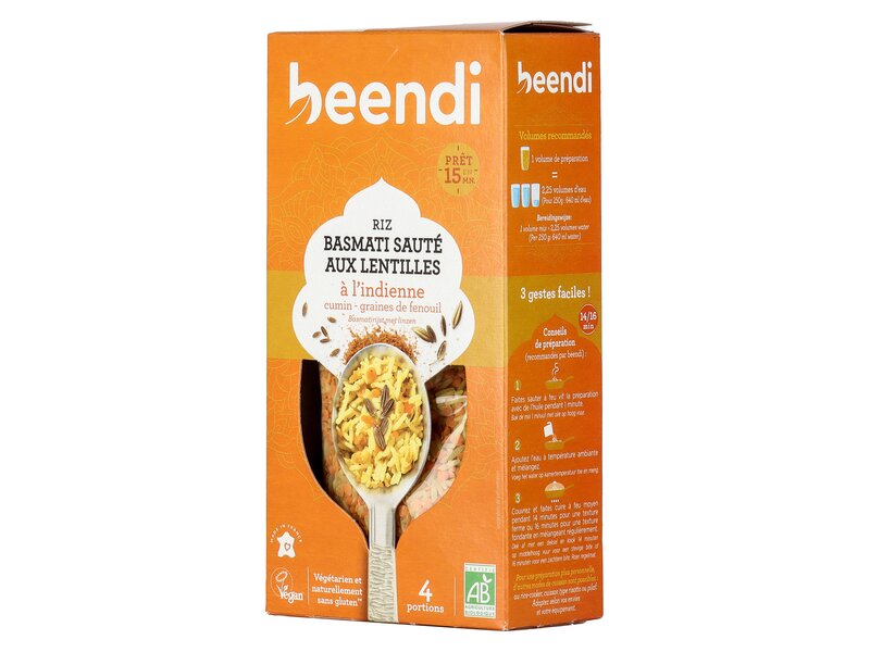 Beendi Lentille Riz Basmati Sauté aux Lentilles á l'Indienne 250g