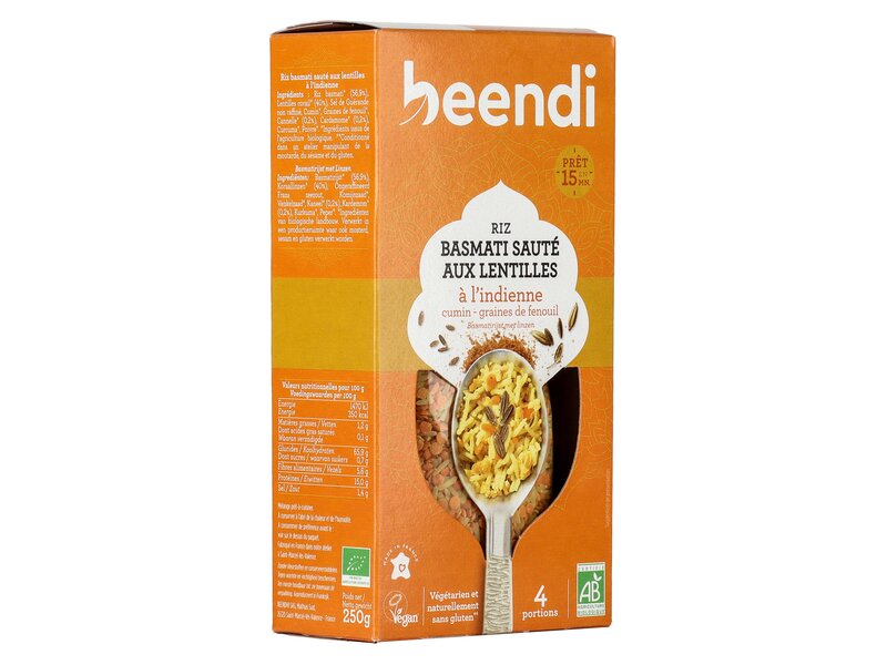Beendi Lentille Riz Basmati Sauté aux Lentilles á l'Indienne 250g