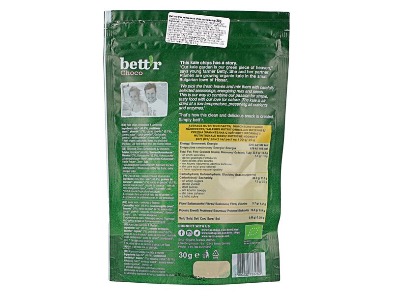 Bett'r Organic Kale Chips Chocolate & Almond 30g
