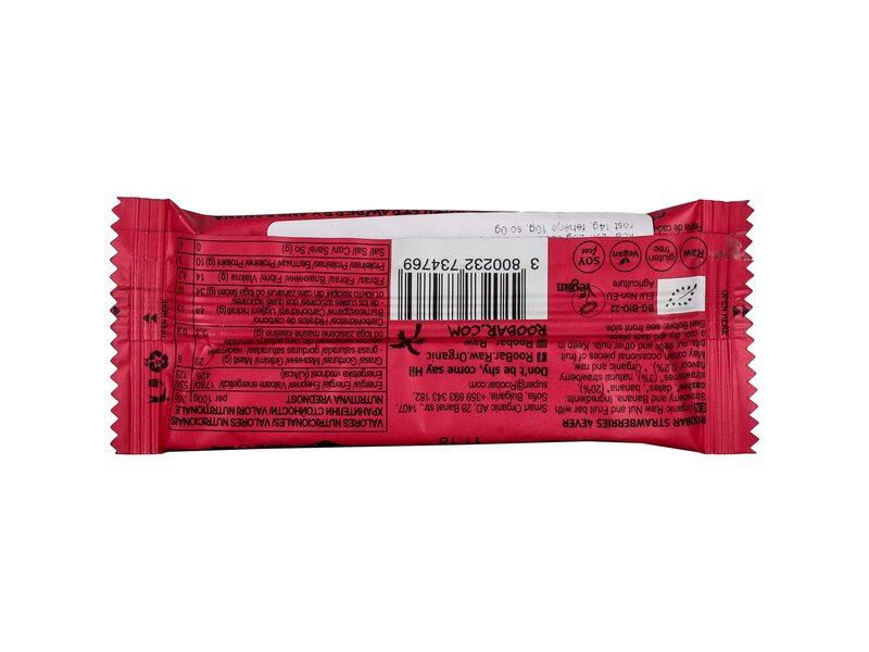 Roobar Strawberries 4ever Bio vegán gyümölcsszelet eperrel és banánnal 30g