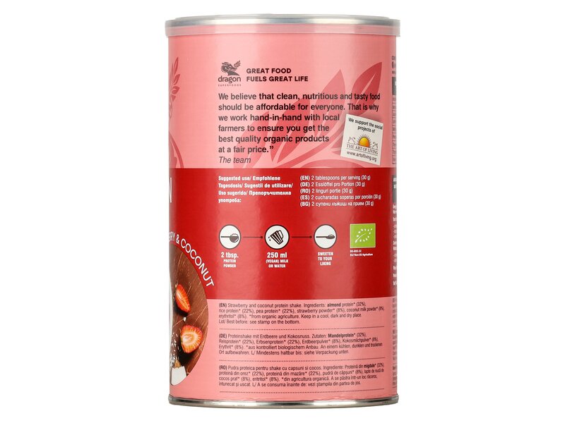 Dragon Superfoods Organic  protein shake strawberry&coconut 450g