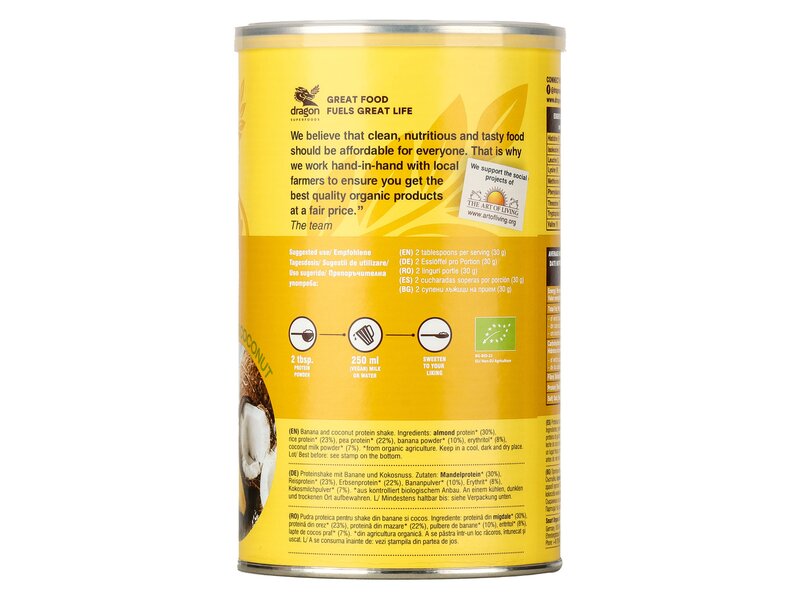 Dragon Superfoods Organic  protein shake banana&coconut 450g