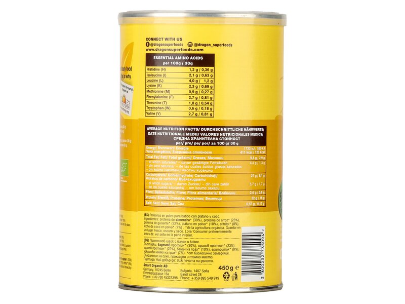 Dragon Superfoods Organic  protein shake banana&coconut 450g