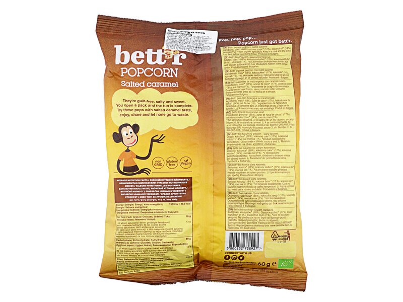 Bett'r Organic Popcorn with Salted Caramel 60g