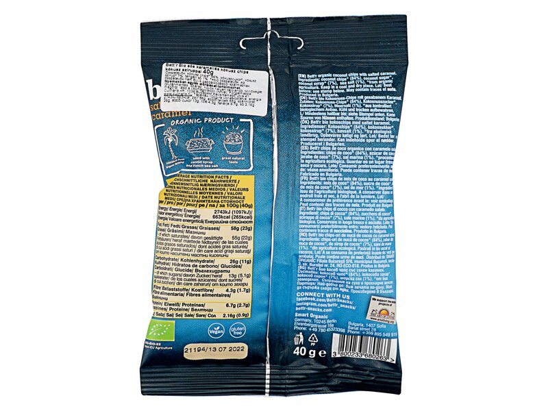 Bett'r Organic Coconut Chips Salted Caramel 40g