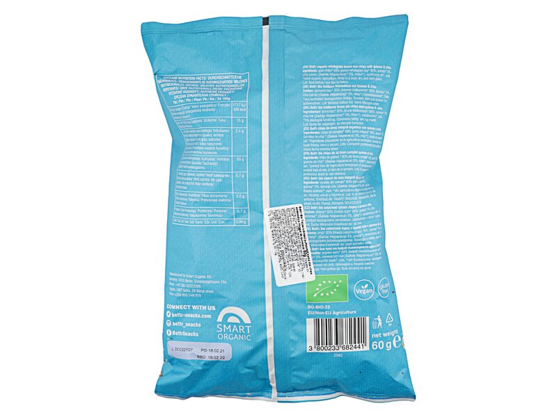 Bett'r Organic Rice Chips Chia & Quinoa 60g