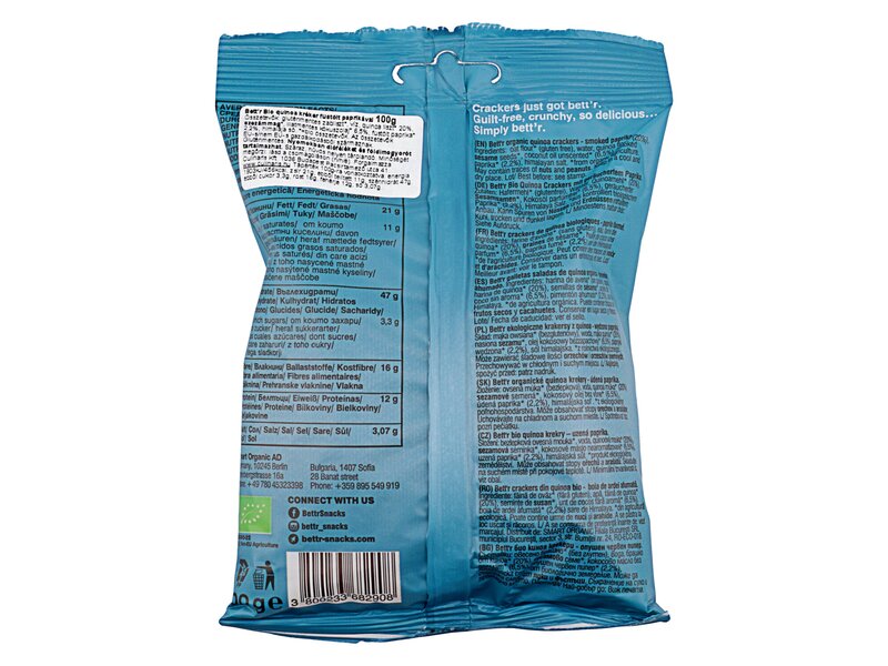 Bett'r Organic Quinoa Crackers Smoked Paprika 100g