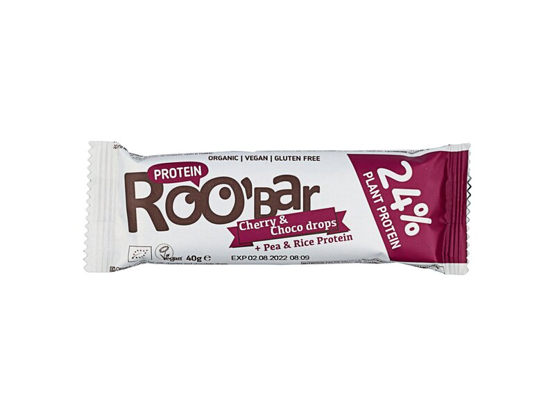 Roobar Organic Bar Protein Cherry & Choco Drops 40g