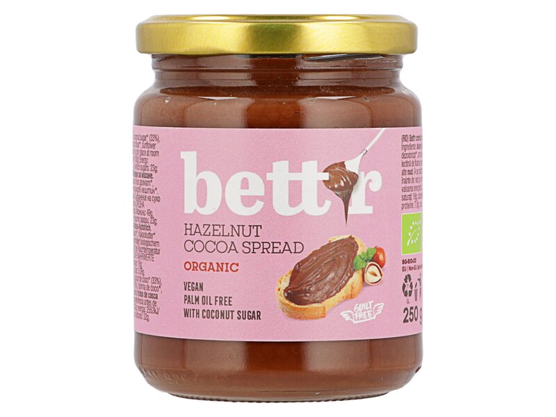 Bett'r Organic Hazelnut cocoa spread 250g