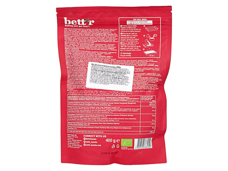 Bett'r Organic Gluten Free Brownie Mix 400g