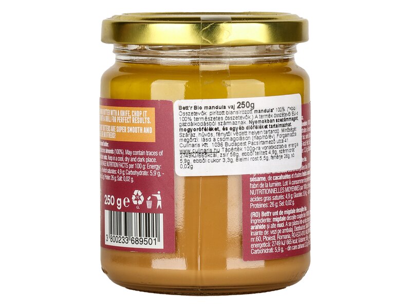 Bett'r Organic White Almond Butter Super Smooth 250g