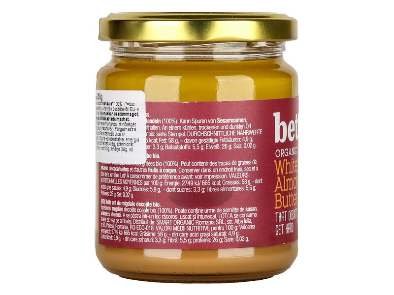 Bett'r Organic White Almond Butter Super Smooth 250g