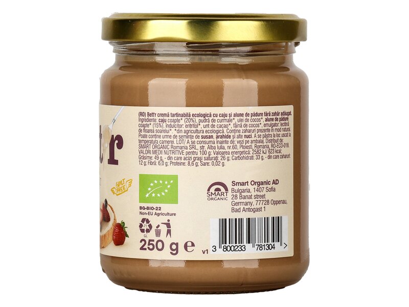 Bett'r Bio kesudió-mogyoró krém hozzáadott cukor nélkül 250g