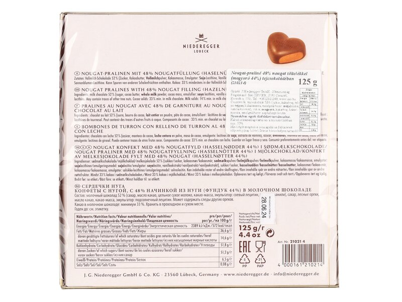 Niederegger Nougat-praliné szívek 125 g