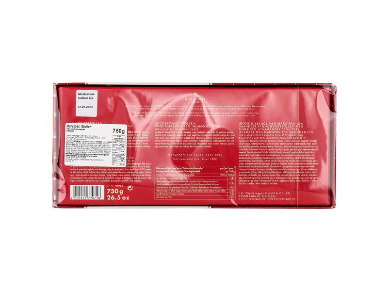 Niederegger Marzipan Stollen 750g