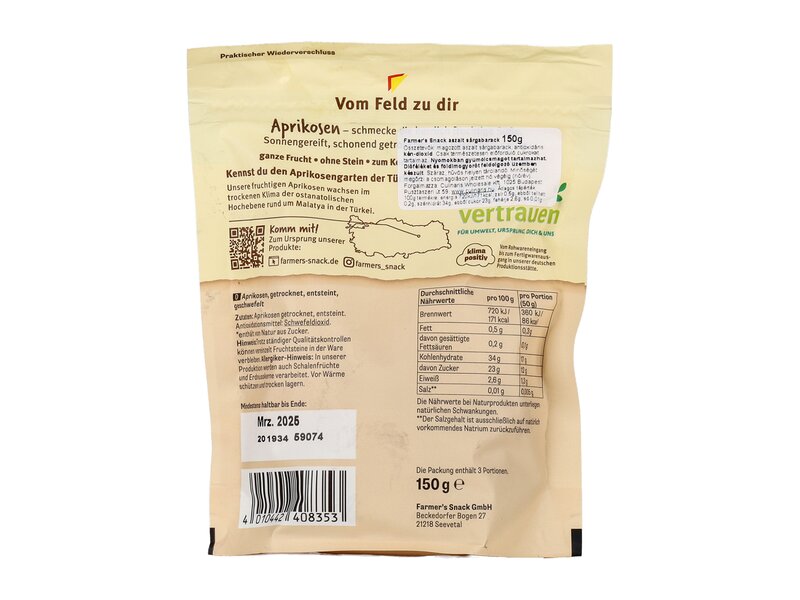 Farmer's Apricots sulphured 150g