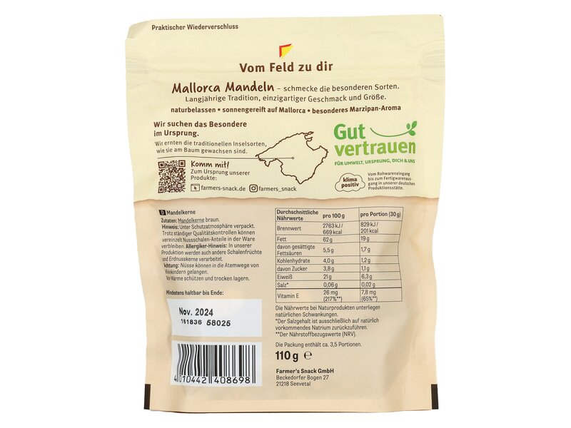 Farmer's Mallorca almonds brown 110g