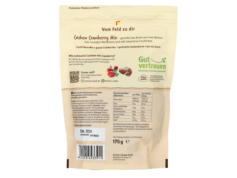 Farmer's Cashew Cranberries 175g