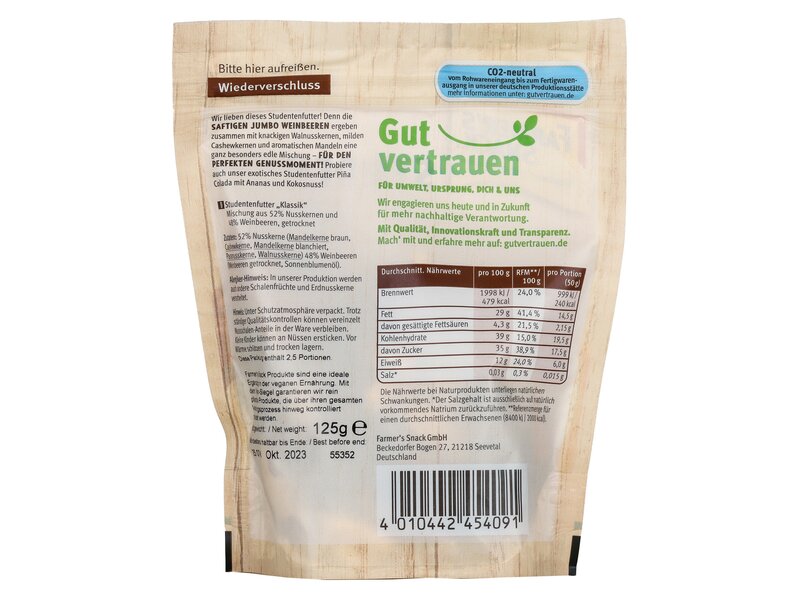 Farmer's Studenten Futter Klassik 125g