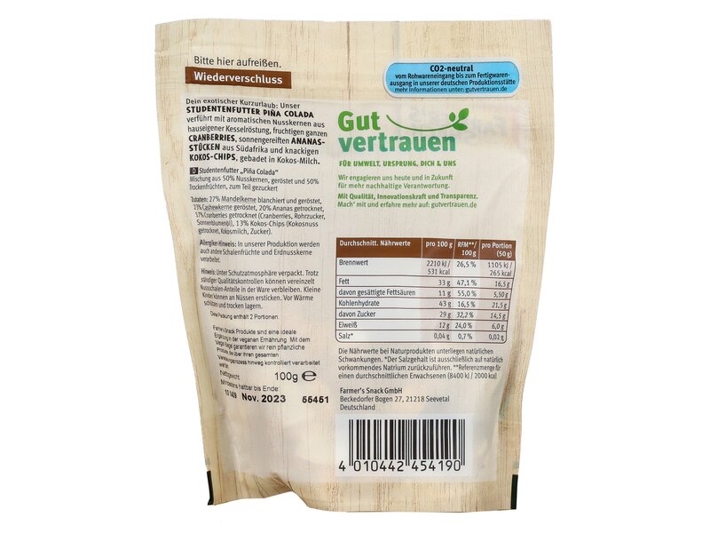 Farmer's Studenten Futter Pina Colada 100g