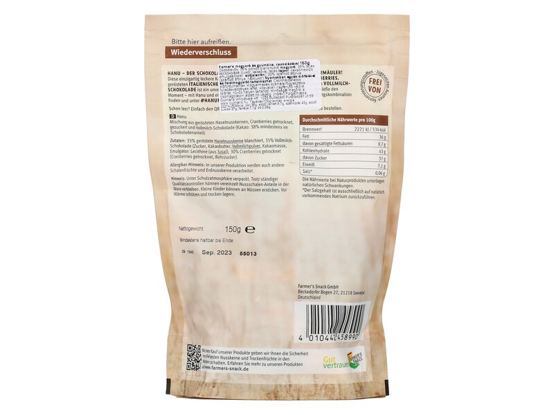 Farmer's HANU Nuss-Frucht Mix with milk chocolate 150g