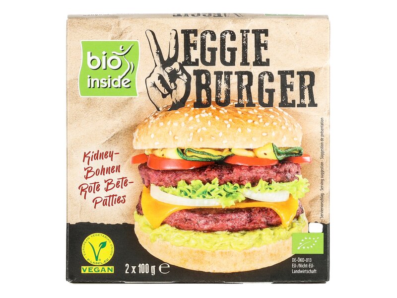BioInside Gyorsfagyasztott Bio vegán burger pogácsák vörösbabbal és céklával 2x100g