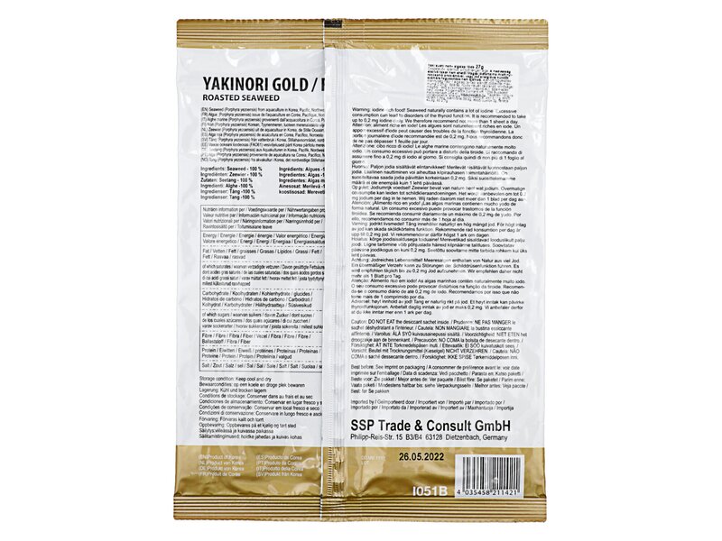 Shirakiku Yaki Sushi Nori gold 10db 27g