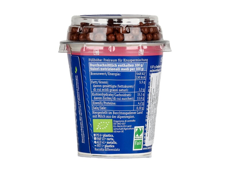 Bercht* Bio Alpenmilch műzlis málnás gyüm. joghurt 3,9% 150g 