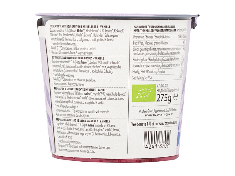 Harvest Moon* Bio Oat Blueberry&Vanilla 275g