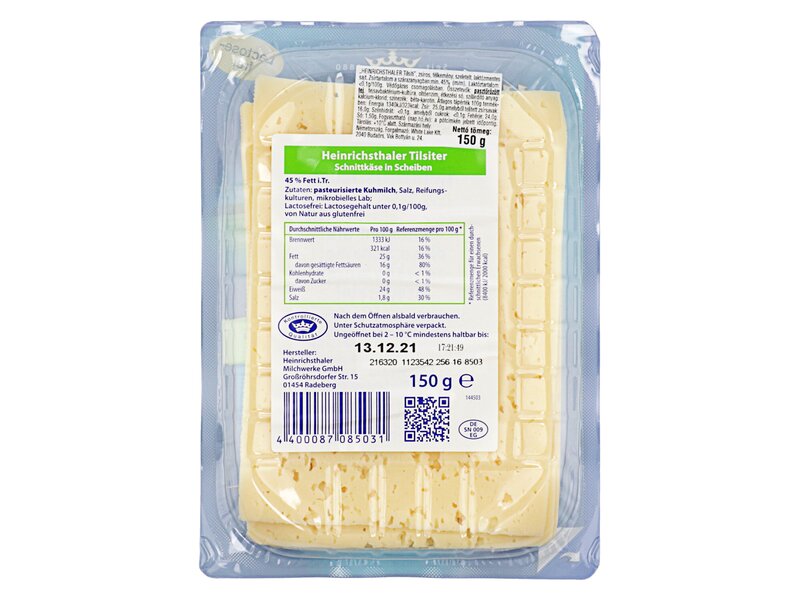 Heinrichsthaler* laktózmen Tilsiter 150g