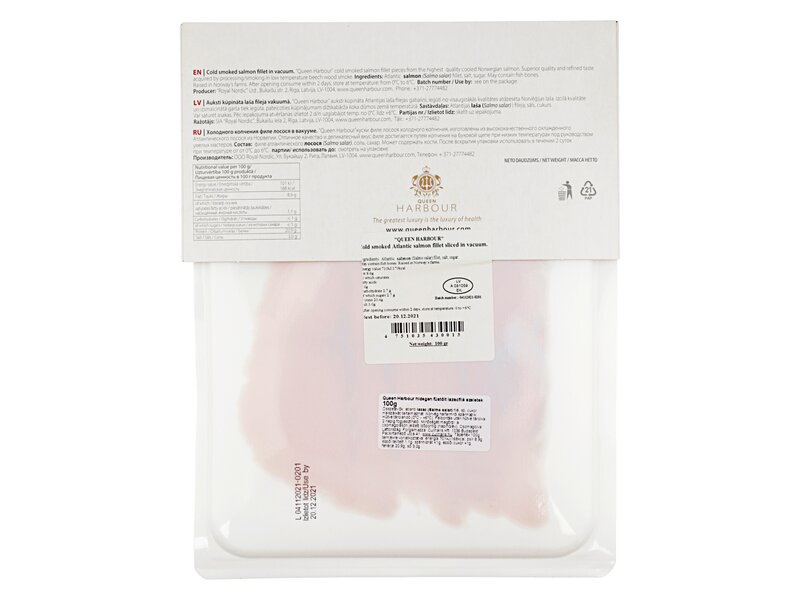 Queen Harbour* Cold Smoked Salmon fillet sliced 100g