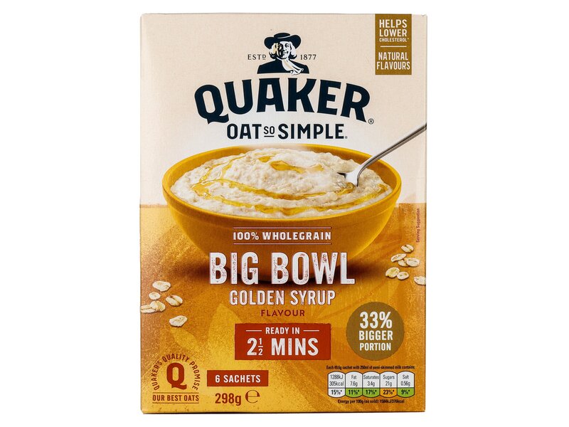 Quaker oat so simple Big Bowl golden syrup (6x49,6g) 298g