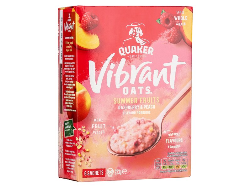 Quaker Vibrant Oats Summer Fruits Raspberry Peach porridge 233g