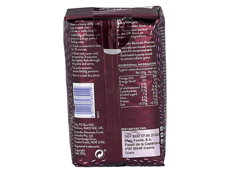 Tilda Brown Basmati Rice lila 500g
